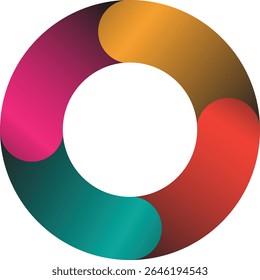 Vibrant overlapping circular segments with smooth color gradients and a clean, modern aesthetic.