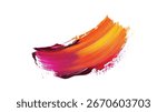 Vibrant paint brush stroke in pink orange and yellow gradient. Abstract acrylic smear with bold texture. Dynamic colorful artistic splash design
