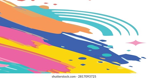 Vibrant paint splashes in multiple colors creating an energetic abstract background for artistic and creative use.