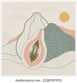 Ilustración vectorial de frutas de papaya vibrante