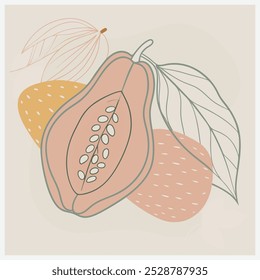 Vibrant Papaya Fruit Vector Illustration
