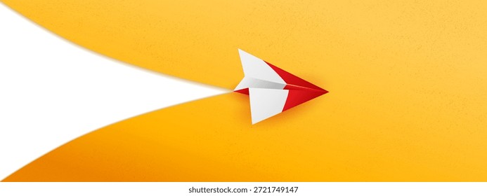 Lebendige Papierflugzeuge, die durch warme, strukturierte Hintergründe ragen und Freiheit, Kreativität und den Nervenkitzel des Fliegens im visuell eindrucksvollen Design symbolisieren. Vektorgrafik.