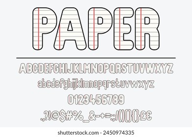 Vibrant Paper Typeface Design. Vector