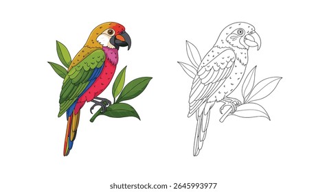 A Vibrant Parrot and its Dot by Dot Representation
