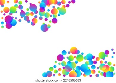 Vibrant party confetti decoration vector illustration. Rainbow round elements birthday vector. Cracker poppers flying confetti. Prize event decoration background. Top view sequins.