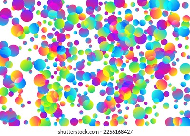 Vibrant party confetti decoration vector illustration. Rainbow round particles new year decor. Cracker poppers falling confetti. Prize event decoration background. Gift streamers.
