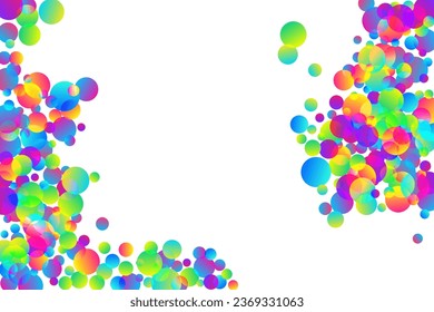 Vibrant party confetti scatter vector illustration. Rainbow round particles birthday decor. Surprise burst flying confetti. Prize event decor background. Popper entertainment