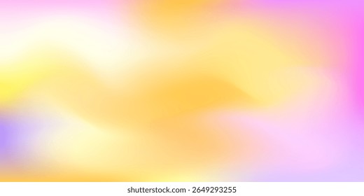 Lebendiger, pastellfarbener, abstrakter Hintergrund mit sanften, gelben, rosa, orangen und violetten Farbverläufen. Unscharfe fließende Textur, perfekt für modernes Design, Banner, Wallpaper oder Social Media-Vorlage. Vektor-EPS10.
