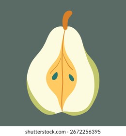 Vibrant Pastel Half Pear Flat Vector Illustration