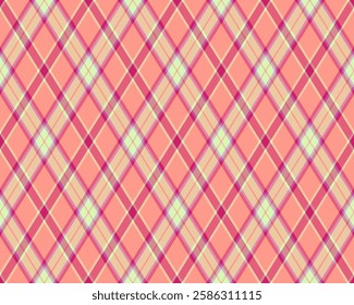 A vibrant, pastel pink and cream diagonal plaid pattern.  Perfect for textile design, website backgrounds, or crafting projects.