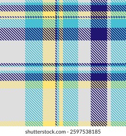 Vibrant pastel plaid pattern in blue, yellow, and gray.  Perfect for textile design, fashion, or website backgrounds.  This cheerful, stylish texture offers a sense of optimism and freshness.