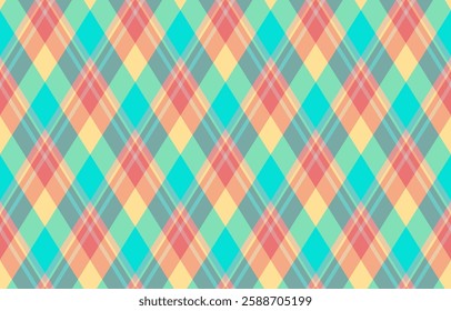 Vibrant pastel plaid pattern in diagonal stripes.  Perfect for textile design, website backgrounds, or cheerful branding.  This seamless texture evokes feelings of joy and optimism.