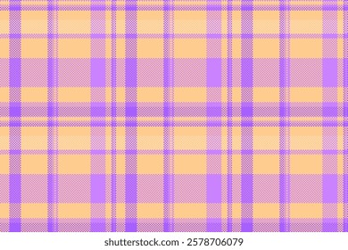 Vibrant pastel plaid pattern in peach and lavender. Perfect for textile design, fashion, website backgrounds, or scrapbooking projects.