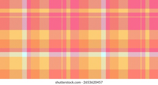 Vibrant pastel plaid pattern in peach and yellow tones.  Perfect for textile designs, website backgrounds, or adding a cheerful, summery feel to your projects.