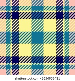 Patrón de cuadros pastel vibrante.  Diseño textil sin costuras con tonos verde azulado, azul marino, amarillo pálido y rosa. Ideal para la moda, decoración del hogar, o fondos de Sitio web.
