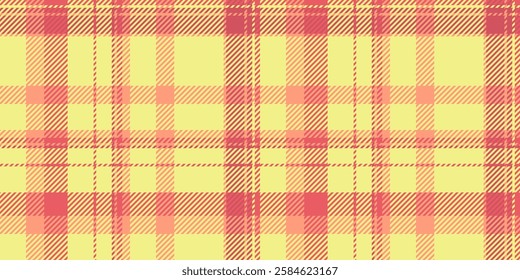 Vibrant pastel plaid pattern in sunny yellow and coral hues.  Perfect for textile design, website backgrounds, or crafting projects.