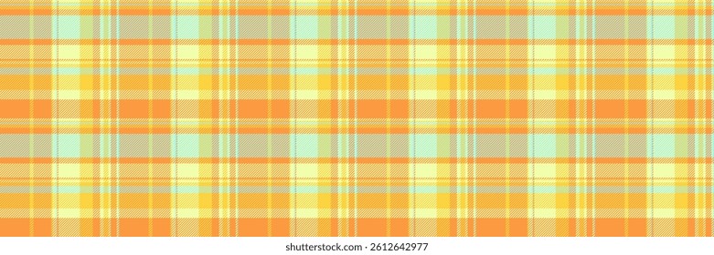 Vibrant pastel plaid pattern in sunny orange, pale yellow, and mint green.  Perfect for textile design, website backgrounds, or cheerful branding.