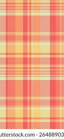 Patrón de cuadros pastel vibrante en tonos cálidos de melocotón, coral y amarillo.  Perfecto para el diseño textil, fondos de Sitio web o papelería.