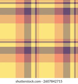 Vibrant pastel plaid pattern in yellow, orange, and purple hues.  Perfect for textile design, fashion, websites, and branding.