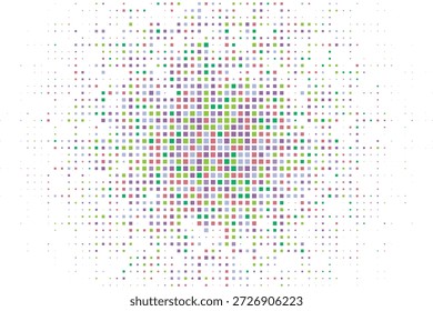 Vibrant Pastel Square Halftone Pattern with Multi Color Geometric Mosaic Design for Creative Playful Brand Identity Projects Vector Illustration