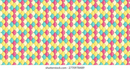 Vibrant pastelcolored scales pattern.  Perfect for playful backgrounds, website design, textiles, or whimsical branding.  This cheerful, repeating design offers a fun and modern aesthetic.