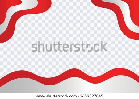 A vibrant patriotic vector background for Indonesia Independence Day, featuring dynamic red and white wavy flag ribbons and explicit text.