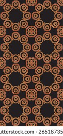A vibrant pattern featuring concentric circles in orange and yel