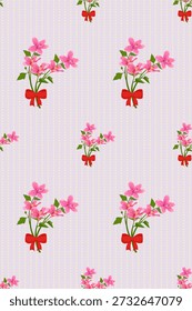 Um padrão vibrante com deliciosas flores de buganvílias, suas delicadas pétalas cor-de-rosa elegantemente dispostas com encantadores arcos vermelhos.