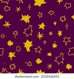 A vibrant pattern featuring yellow autumn leaves on a deep purple backdrop, perfect for seasonal designs.