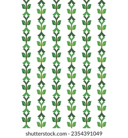 A vibrant pattern of green leaves on a crisp white background