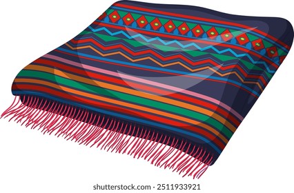 Manta vibrante y estampada con diseño tradicional mexicano