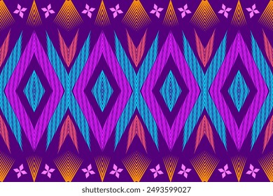 The vibrant patterns bold geometric designs in vivid blues and purples. Ideal for fashion, home decor, and craft projects, this dynamic design adds a unique and energetic touch to any creation.