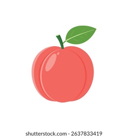 Vibrant Peach Illustration with Leaf , Minimalist Fruit Art for Design.