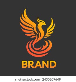 Vibrant phoenix rising, symbolizing rebirth and power. Logo Vector