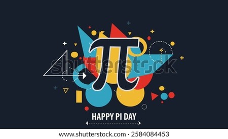A vibrant Pi Day banner featuring the Pi symbol surrounded by geometric shapes and colorful elements, celebrating the beauty of math and Pi.