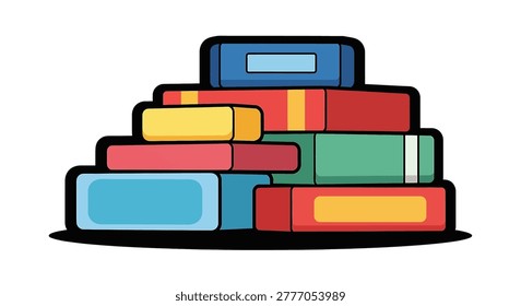 Vibrant pile of books stacked