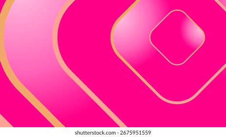 Vibrant pink abstract background featuring rounded squares and lines. The design offers a modern, dynamic feel suitable for various creative projects and graphic applications.