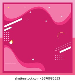 Vibrant Pink Abstract Geometric Background with Wavy Shapes and Modern Elements, ideal for Digital Design, Social Media, or Creative Projects