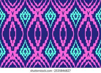 Vibrant Pink and Aqua Diamond Lattice Pattern: Playful Seamless Design for Fashion Fabrics and Decor