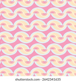 Vibrant Pink Background with Alternating Curved Bands and Diamond Accents