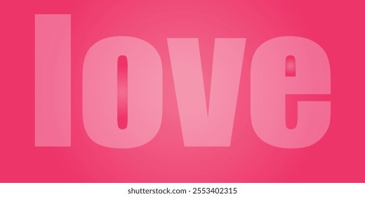 A vibrant pink background with the word "love" prominently displayed in bold, semi-transparent letters, creating a modern and minimalistic design perfect for Valentine's Day or romantic themes.