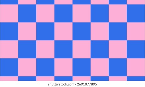 Vibrant Pink and Blue Checkerboard Pattern Background with Geometric Squares