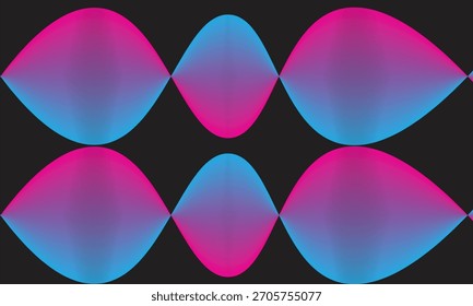Vibrant pink and blue gradient waveform pattern abstract design.