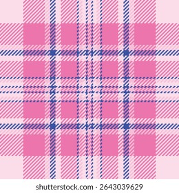 Vibrant pink and blue plaid pattern.  Perfect for textile design, fashion, websites, or packaging. This cheerful, geometric textile evokes feelings of joy and style.