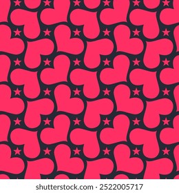 vibrant pink and blue seamless pattern featuring interlocking hearts and stars. Perfect for Valentine's Day projects, romantic designs, or adding a touch of playful charm to your creations