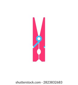 A vibrant pink clothespin isolated on white offers a clean design element for laundry or craft projects. Ideal for marketing campaigns.