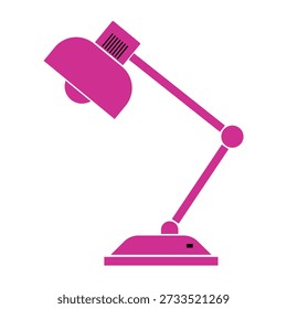 A vibrant pink desk lamp vector graphic set against a plain white background