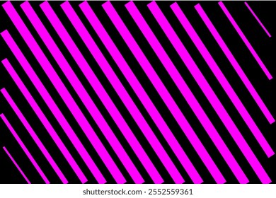 Vibrant Pink Diagonal Stripes On Black Background Abstract Pattern