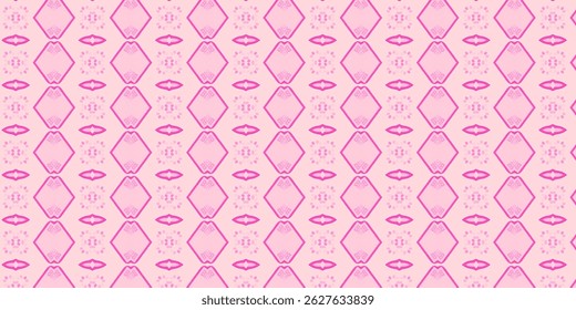 Vibrant Pink Ethnic Seamless Pattern with Diamond Motifs
