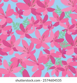 Vibrant Pink Flowers Vector Seamless Pattern. Floral repeat pattern great for textiles, tiles, wallpaper, gift paper, wedding designs.